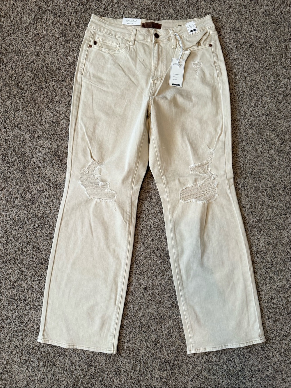Judy Blue Beige Distressed Jeans